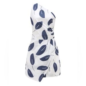 Paper London NEW Naxos Dress Take It Or Leaf It Asymmetric Mini Navy Size 8